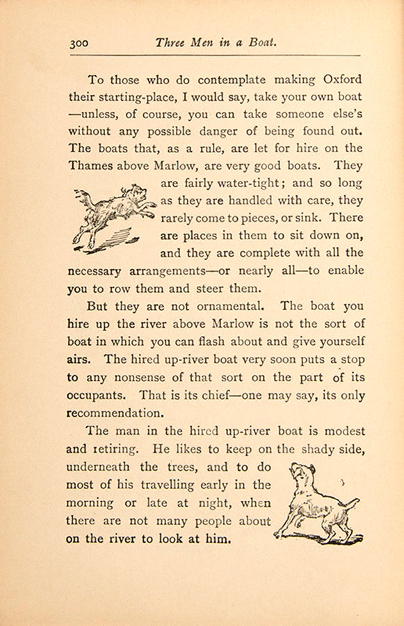 Three Men in a Boat by Jerome K Jerome is an important work of the Victorian comic texts,giving a genuine insight into the morals and social mores of the period