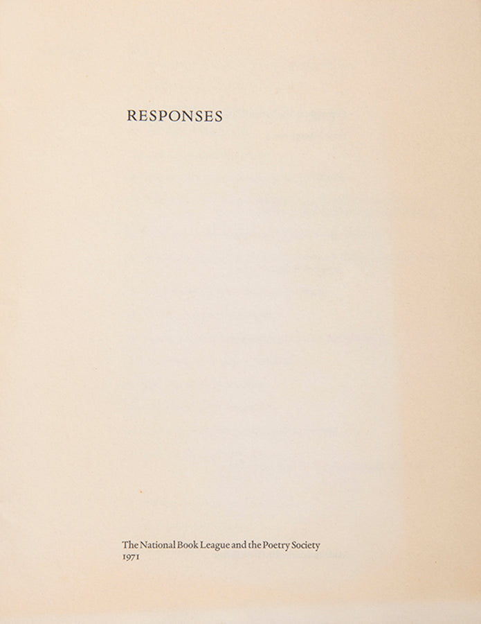 First edition of Responses, with contributions by Seamus Heaney.