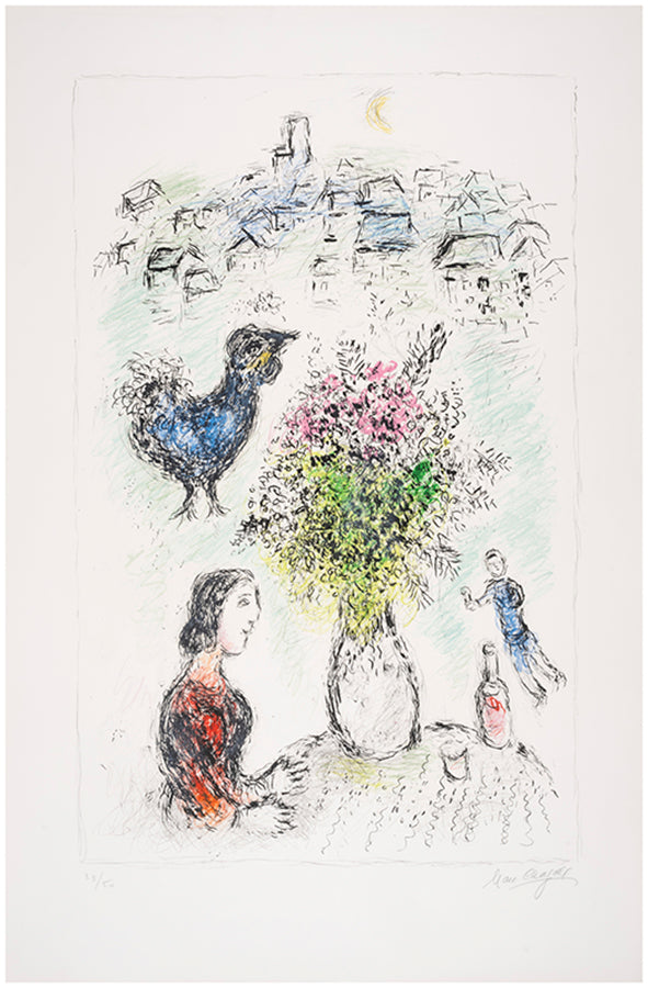 Marc Chagall, Le Bouquet Rose, 1980, lithograph in colours, signed by the artist, from the edition of 50, on Arches paper