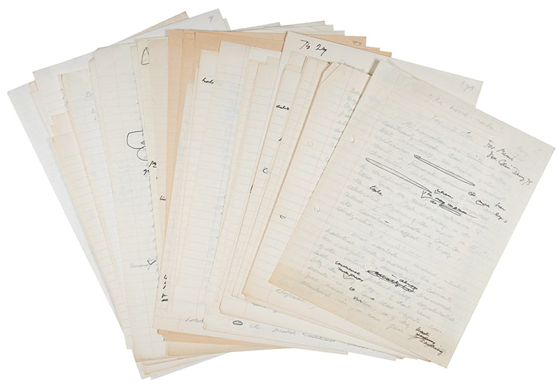 Colin MacInnes' autograph working manuscript of <em>No Novel Reader</em>, his treatise on 'the novel' published in 1975, just a year before his death.