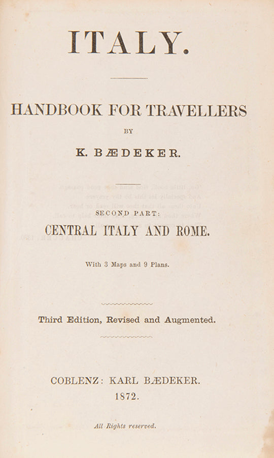 This was the first edition after the occupation of Rome by Italian Troops in September, 1870 and the completed unification of Italy.
