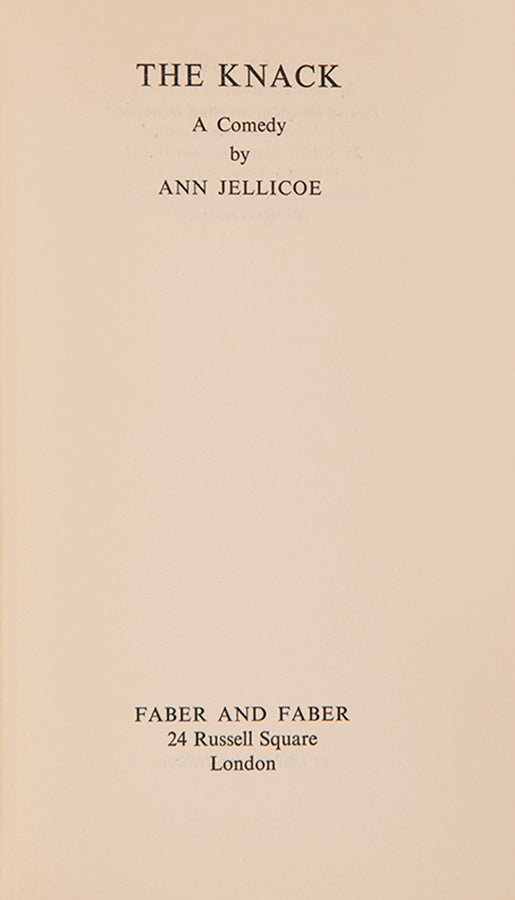 First hardback edition of The Knack by Ann Jellicoe.