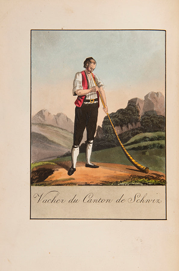Reinhardt's fine series of Swiss regional costume subjects set against fully coloured landscape backgrounds.