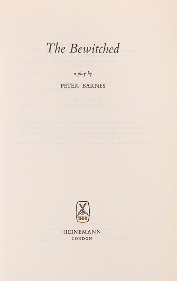 First edition of The Bewitched by Peter Barnes.