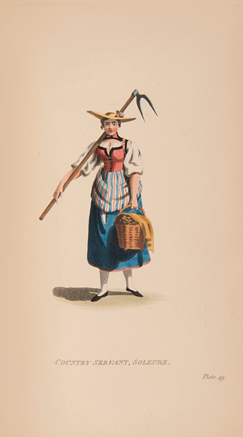 The scarce first edition of Yosy's classic work on the costume of Switzerland. With the distinguished provenance of the renowned book collector, H. Bradley Martin.