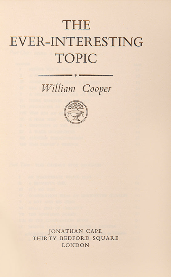 First edition of The Ever-Interesting Topic by William Cooper.