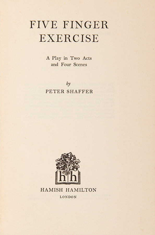 First edition of Five Finger Exercise by Peter Shaffer.