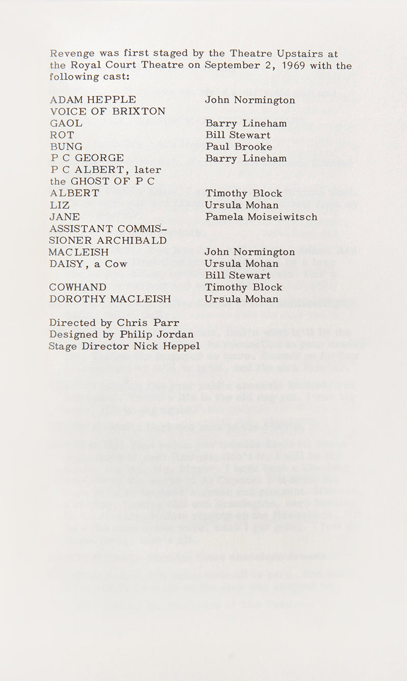 First edition of Revenge by Howard Brenton.