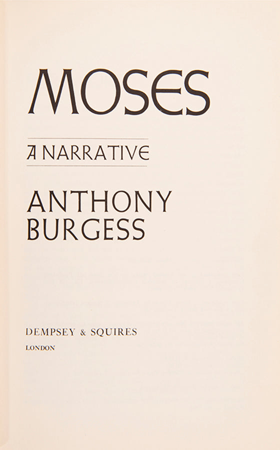 First UK edition of Moses by Anthony Burgess.