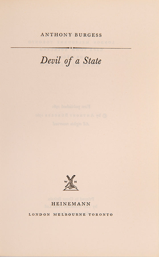 First edition of Devil of a State by Anthony Burgess.