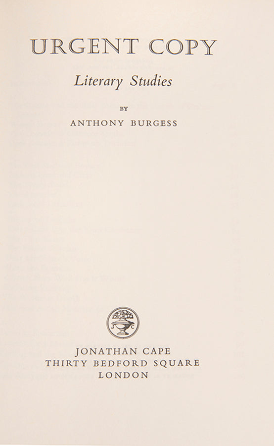 First edition of Urgent Copy by Anthony Burgess.