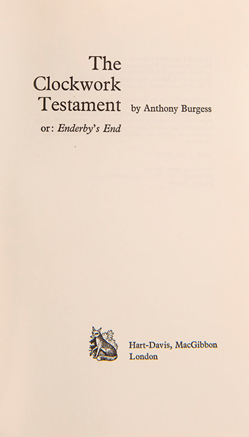 First edition of The Clockwork Testament by Anthony Burgess.