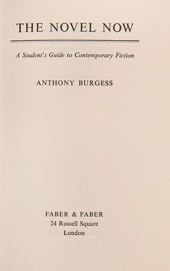 First edition of The Novel Now by Anthony Burgess.