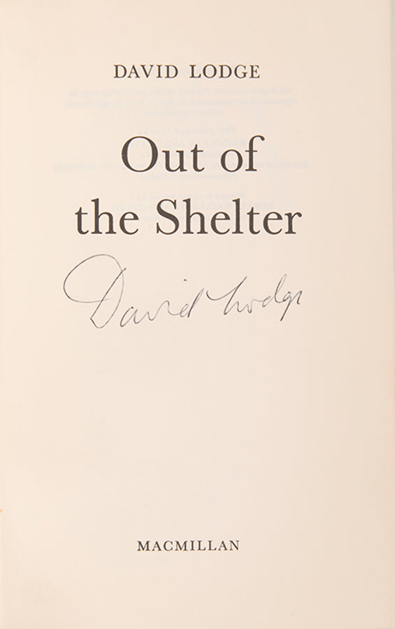 First edition of Out of the Shelter by David Lodge, the author's copy of his fourth book.
