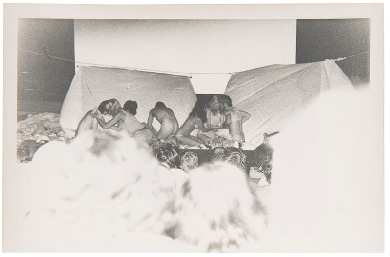 Photographs by David Crosswaite of Carolee Schneemann's 'Thames Crawling' performance at the 1970 International Underground Film Festival at the National Film Theatre, London.