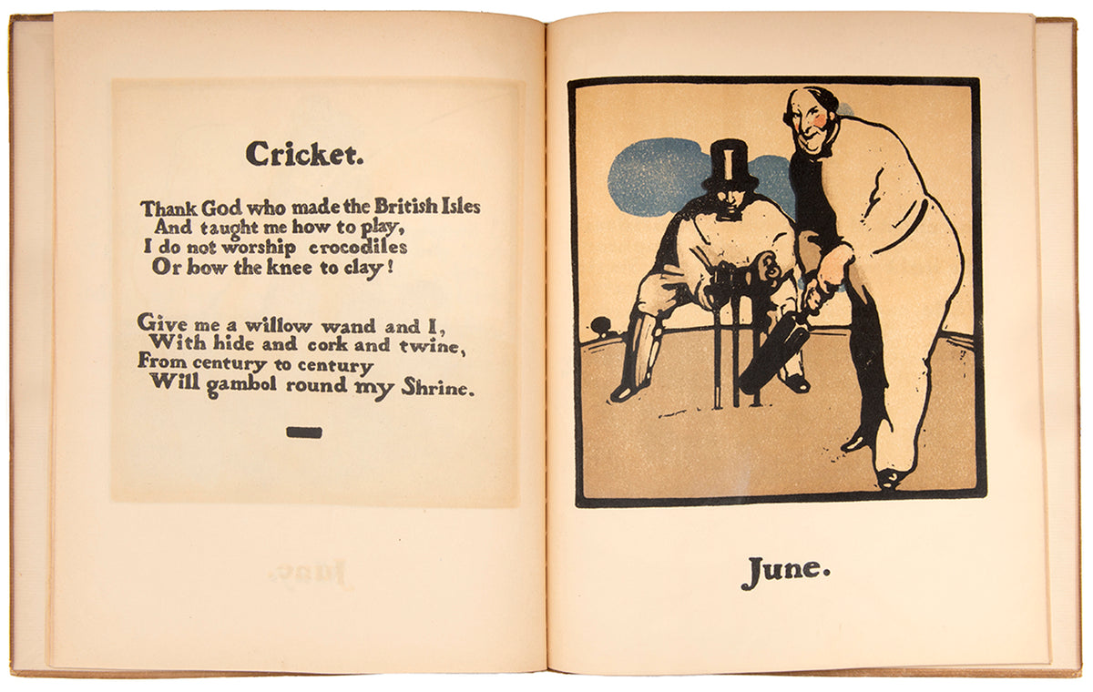 An unusually wonderful example of this book, with accompanying verses by Rudyard Kipling, in variant vellum binding; 12 full-page colour lithographs