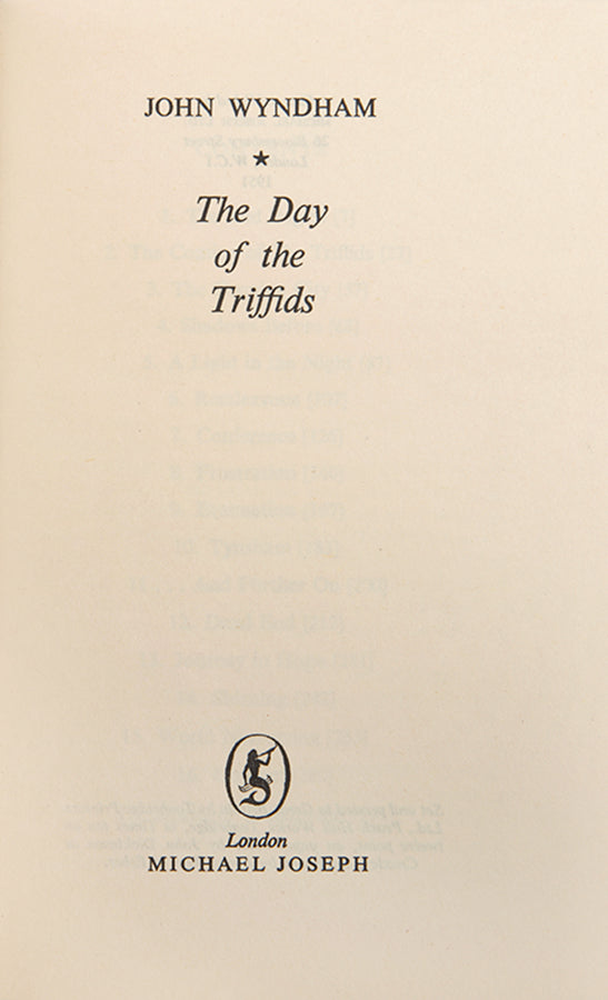 First edition of The Day of the Triffids by John Wyndham.