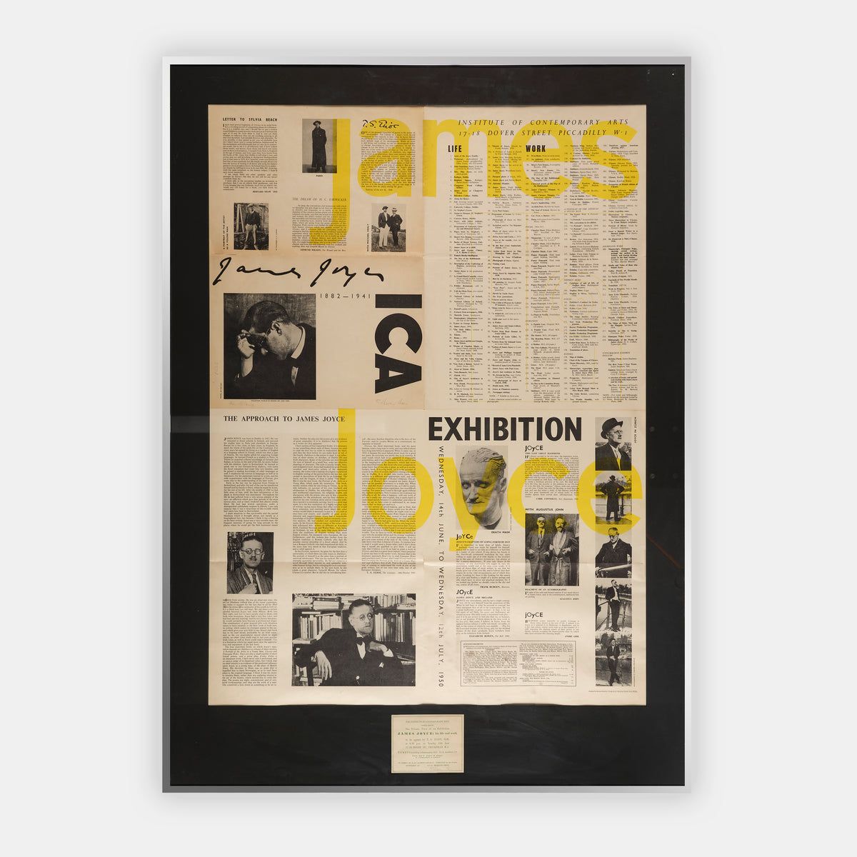 James Joyce 1882–1941. Wednesday, 14th June, to Wednesday, 12th July, 1950. Institute of Contemporary Arts 17-18 Dover Street Piccadilly W.1.