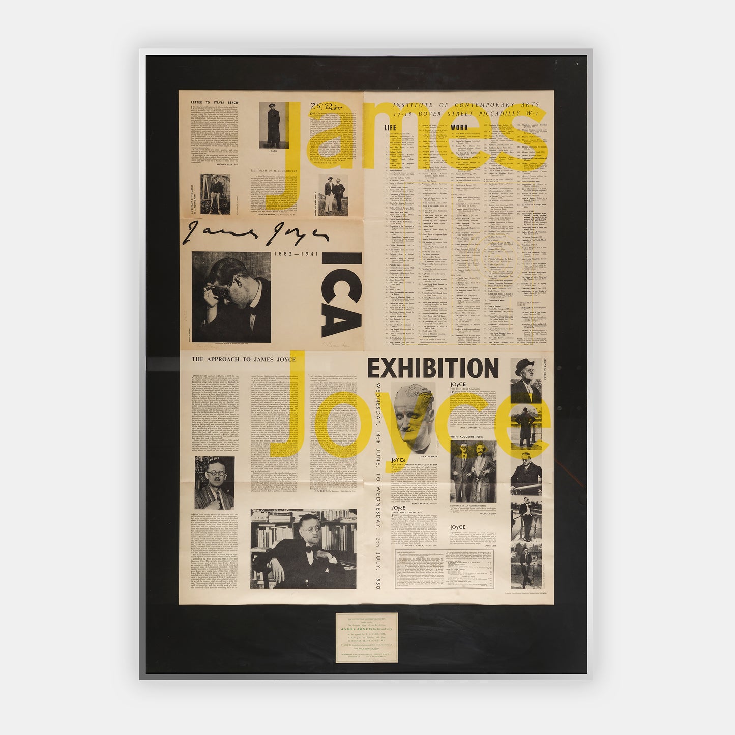 James Joyce 1882–1941. Wednesday, 14th June, to Wednesday, 12th July, 1950. Institute of Contemporary Arts 17-18 Dover Street Piccadilly W.1.