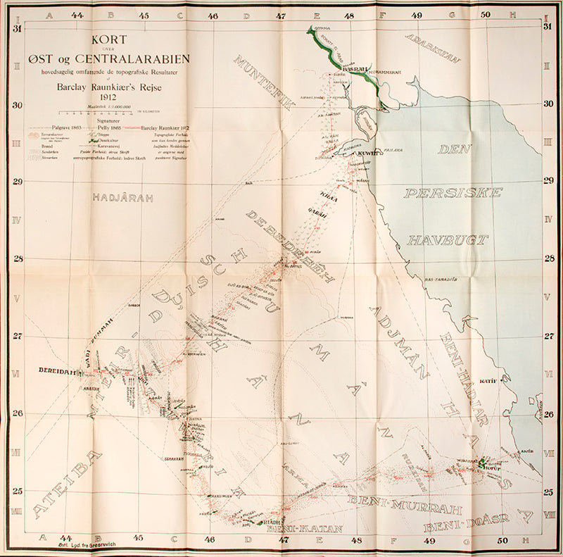 This is the rare first edition in Danish covering the research trip by the Royal Danish Geographical Society in East and Central Arabia in 1912.