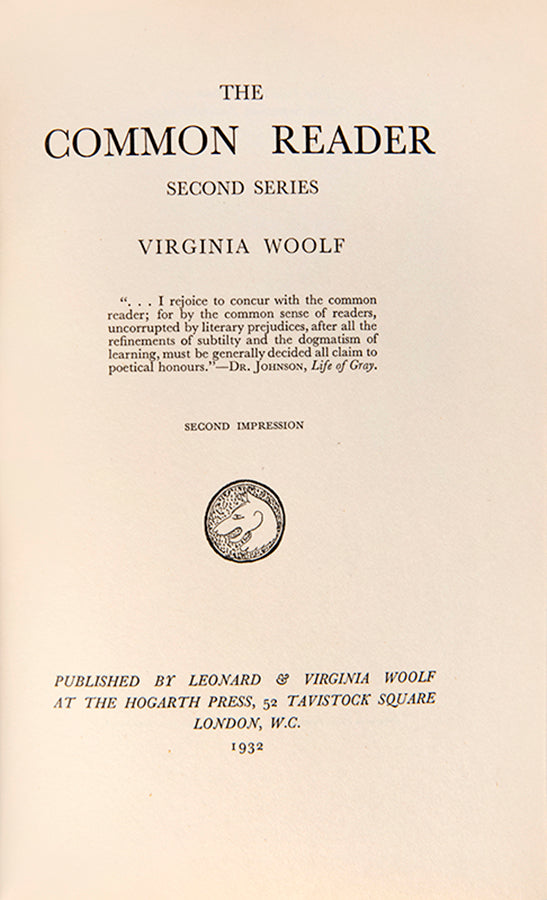 1933 new edition and first edition, second impression of The Common Reader and The Common Reader Second Series by Virginia Woolf, bound by Bumpus.