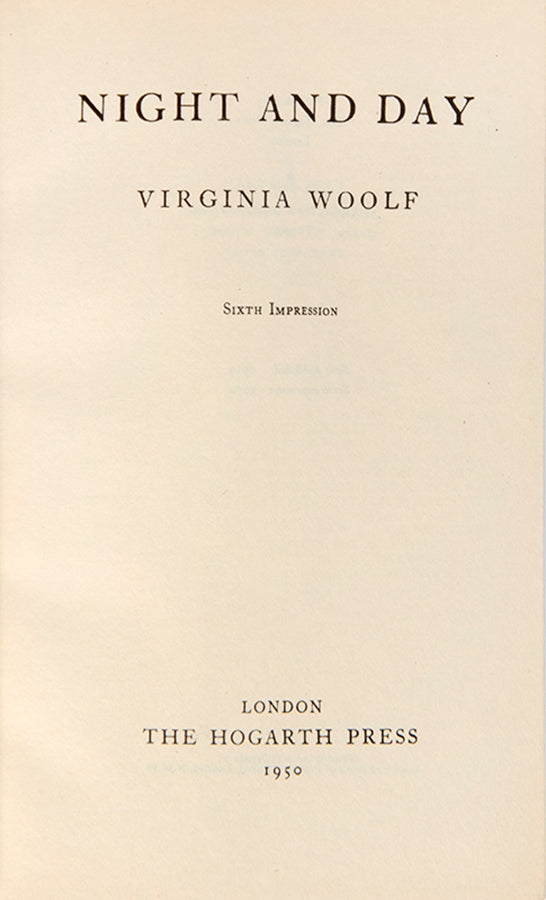 First edition, sixth impression of Night and Day by Virginia Woolf, bound by Bumpus.