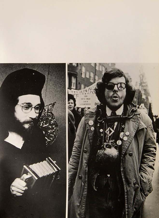 Presentation copy of Cor Jaring's book of photographs showing the various subcultures, protests, and happenings in Amsterdam during the 1960s, inscribed with a small drawing of a butterfly.