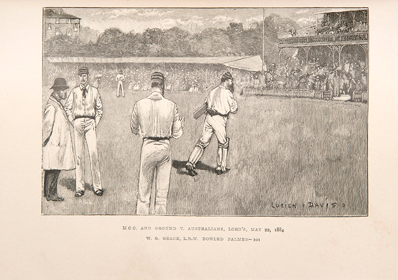 The Badminton Library guide to Cricket, with contributions by A. Lang and W.G. Grace, handsoemly bound in hald red morocco by Sothern for Hatchards.