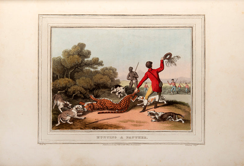 Foreign Field Sports, Fisheries, Sporting Anecdotes by Samuel Howitt, containing 110 hand-coloured aquatints showing hunting scenes from around the world.
