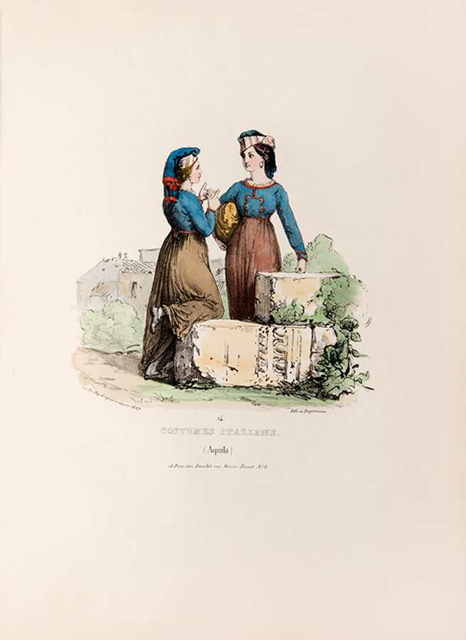 First edition of Collection de Costumes Italiens by Jules Boilly, with 48 hand-coloured lithographs of Italian costumes.