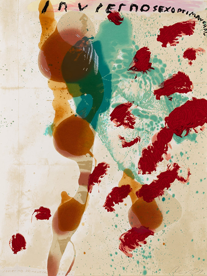 Julian Schnabel, Inviernosexoprimaveral, 1995, screenprint with poured resin, signed by the artist, from the edition of 80, on rising 2 ply museum board