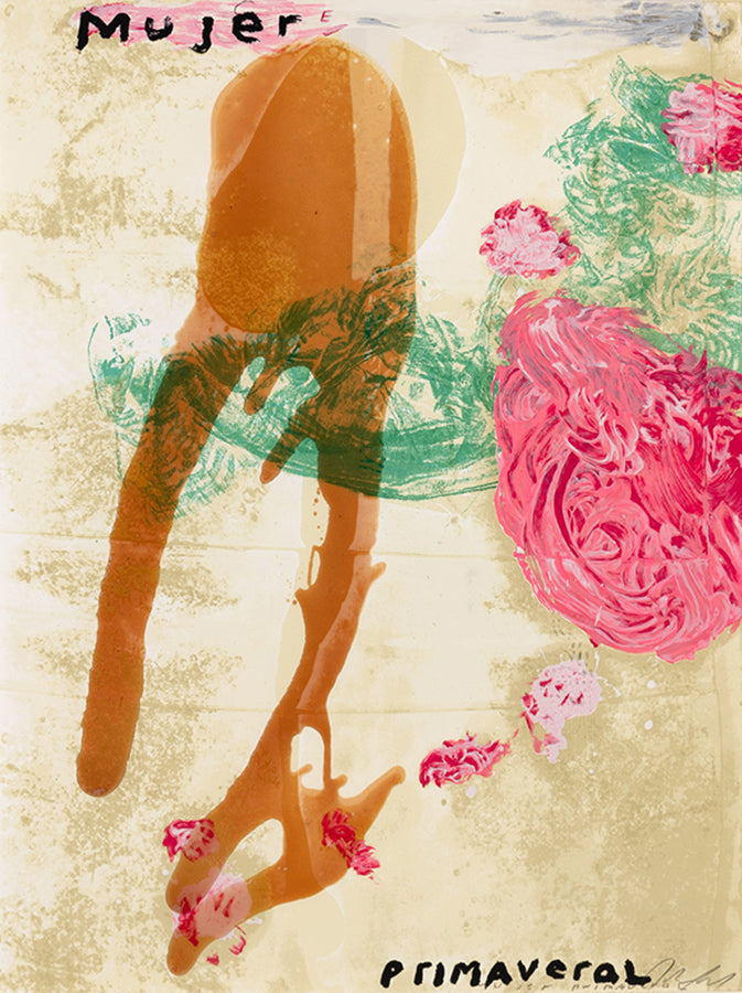 Julian Schnabel, Mujer Primaveral, 1995, screenprint with poured resin, signed by the artist, from the edition of 80, on rising 2 ply museum board