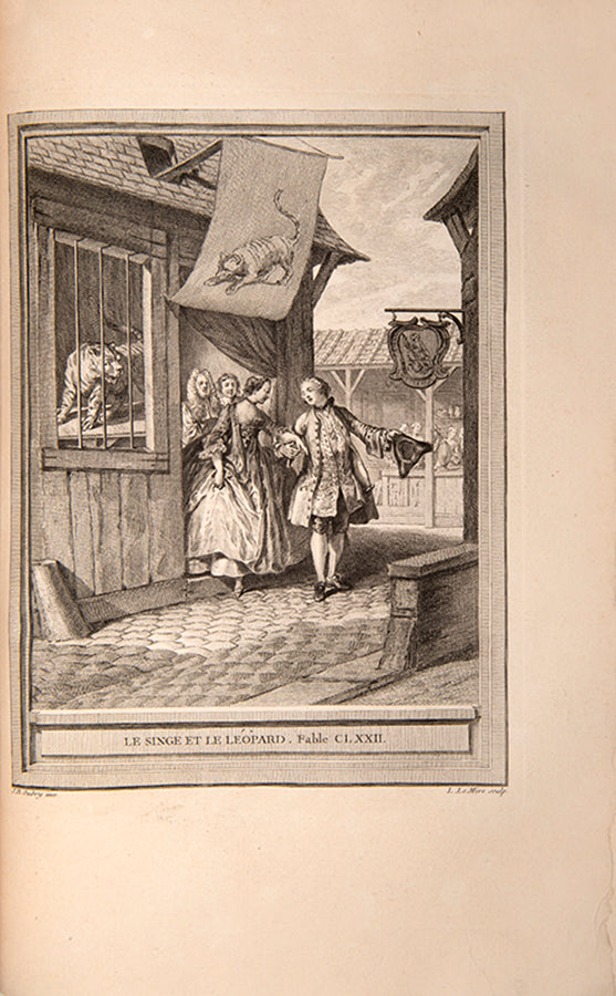 First edition, first issue of the profusely illustrated Fables Choisies by Jean de la Fontaine, inscribed by the playwright David Garrick.
