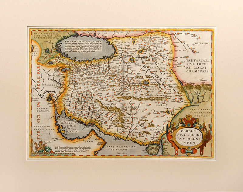 Double-page copper engraved map with later hand-colour from the French edition of Theatre de l'Univers, Antwerp 1598<br />