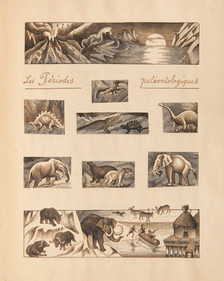A highly original and accomplished manuscript on palaeontology featuring 27 watercolours by Robert Nicolet, a young Swiss artist in Belgium between 1917 and 1919.