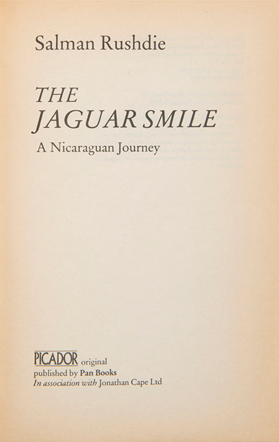 First edition of The Jaguar Smile by Salman Rushdie.