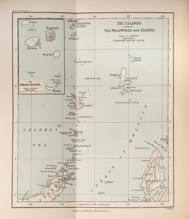 A bright and smart copy of Sydney John Hickson's A Naturalist in North Celebes, being an account of his journey along the northern Celebes coast and the Celebes sea.
