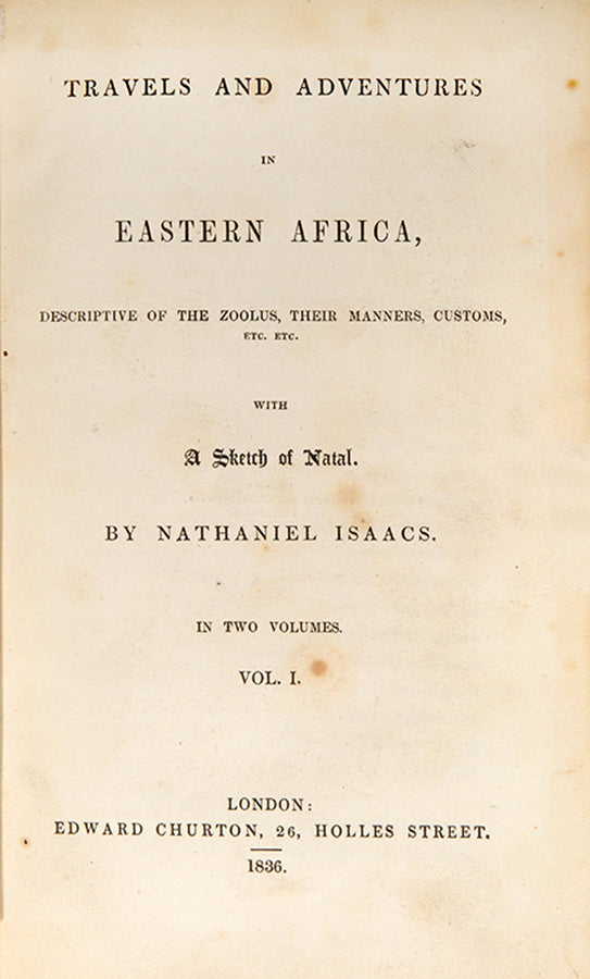 Isaacs' account covers a seven year period of exploration in the Zoolos and Fumos countries with a short visit to the Comoro islands