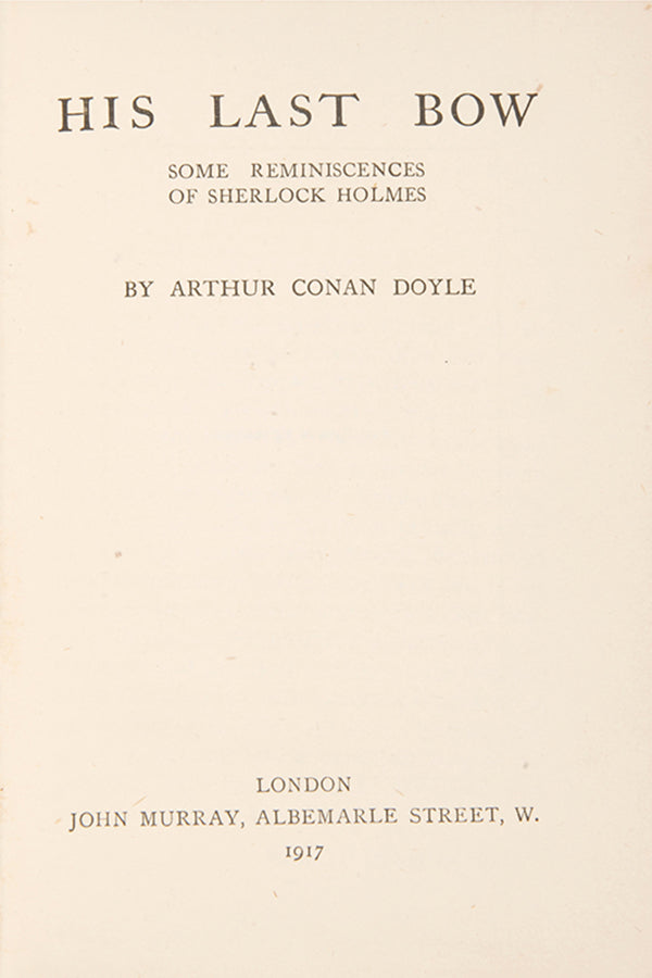 First edition of His Last Bow by Arthur Conan Doyle.