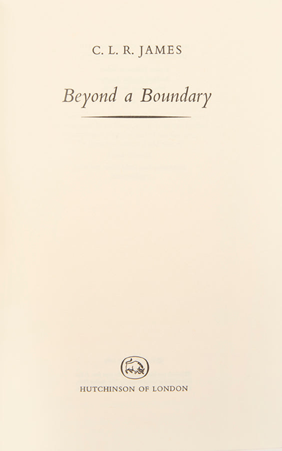 First edition of Beyond a Boundary by C.L.R. James, inscribed by the author to Vivian Virtue.