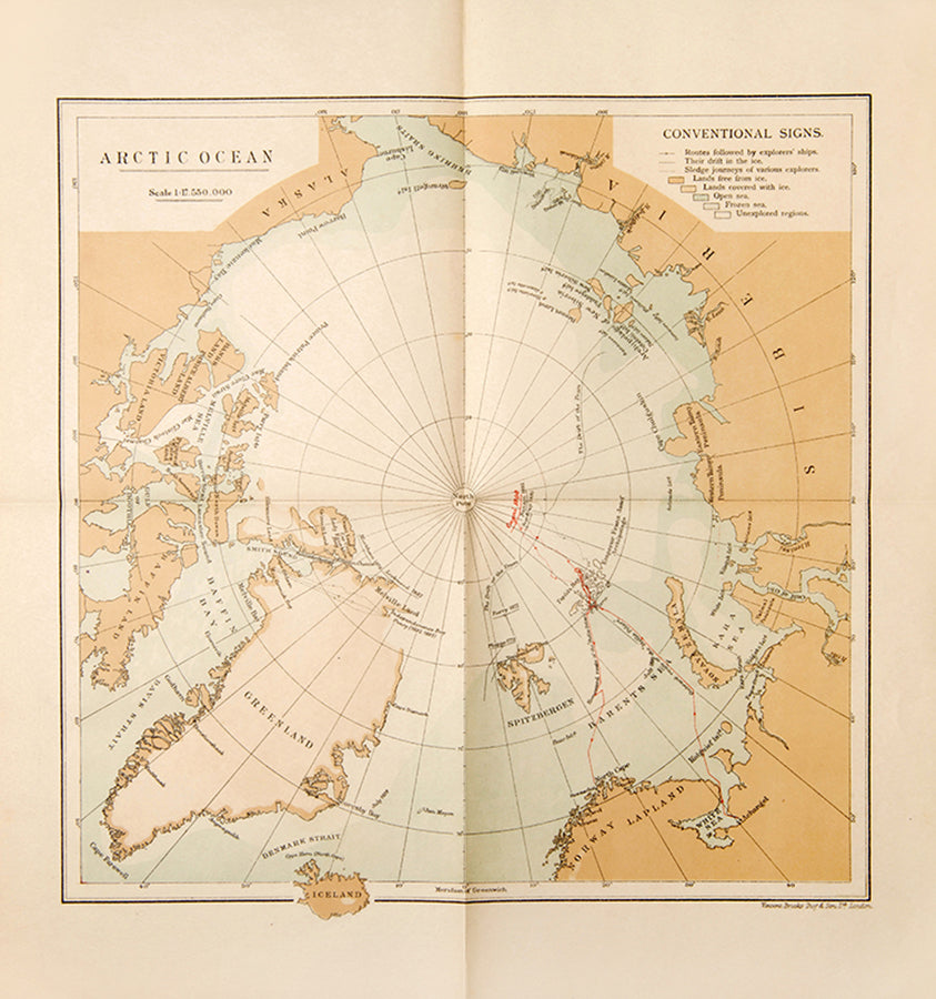 First edition in English of Luigi Amedeo's On the Polar Star in the Arctic Sea. Although not reaching the Pole, the expedition reached the highest latitude thencefar and proved the success of using dog sledges.