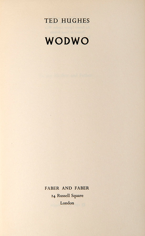 First edition of Wodwo by Ted Hughes.