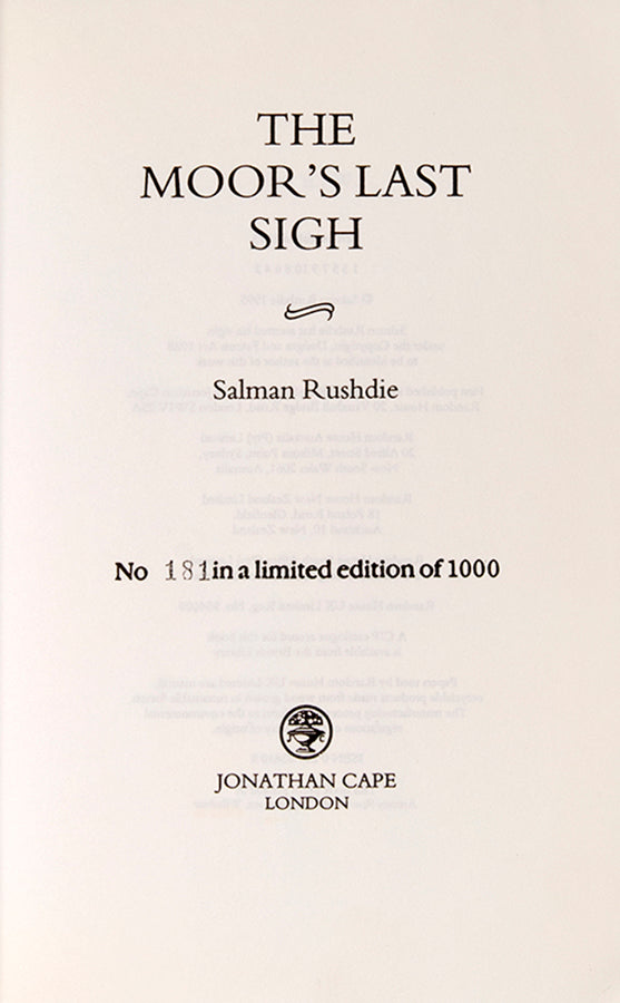 Uncorrected proof copy of The Moor's Last Sigh by Salman Rushdie.