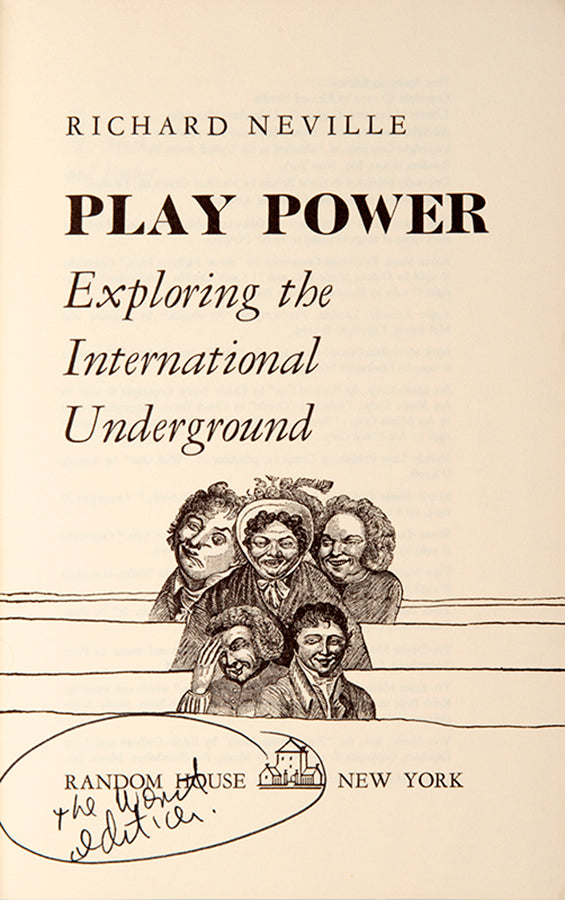 First US edition of Player Power by Richard Neville, inscribed by the author.