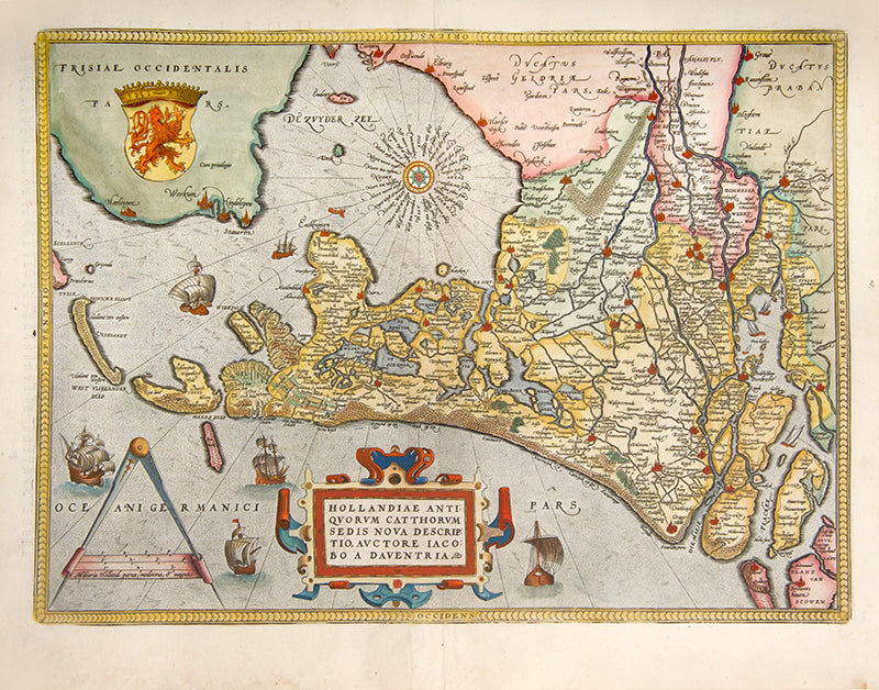 HOLLANDIAE ANTIQVORVM CAT THORVM SEDIS NOVA DESCRIPTIO, AVCTORE IACO BO A DAVENTRIA.