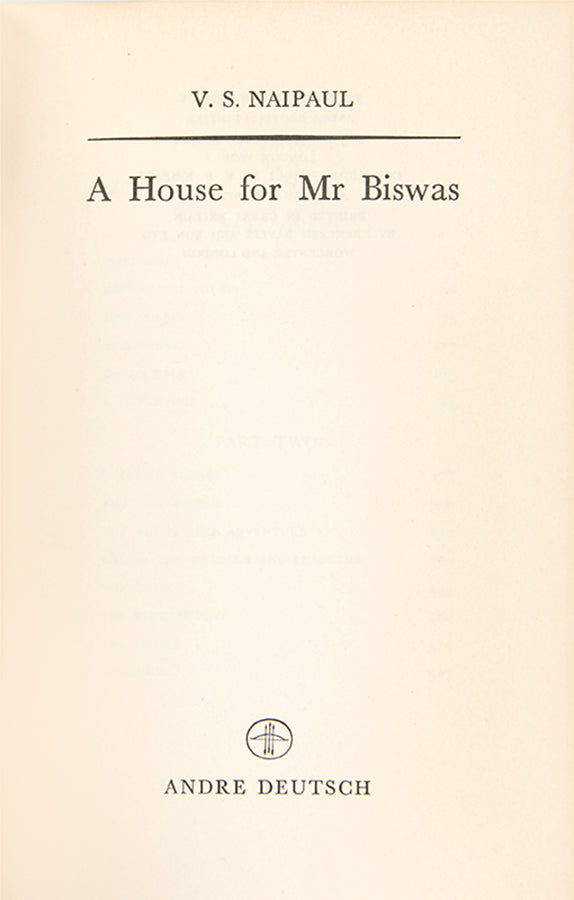 First edition of A House for Mr Biswas by V.S. Naipaul.