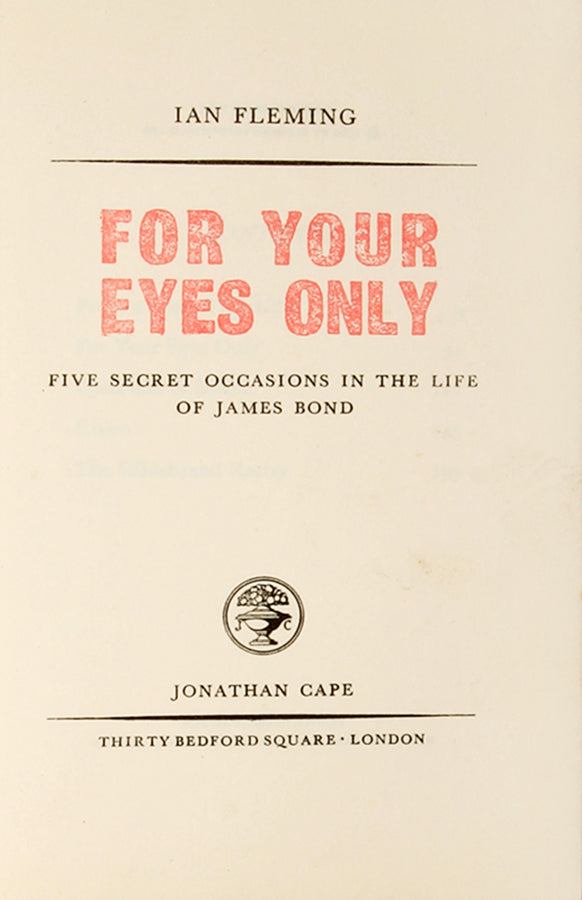 First edition of For Your Eyes Only by Ian Fleming, the eighth Bond book.