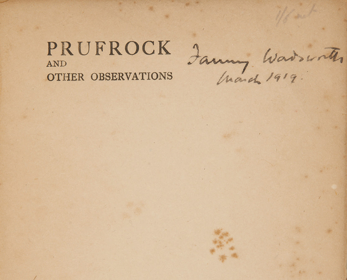 First edition of Prufrock by T.S. Eliot, Fanny Wadsworth's copy.