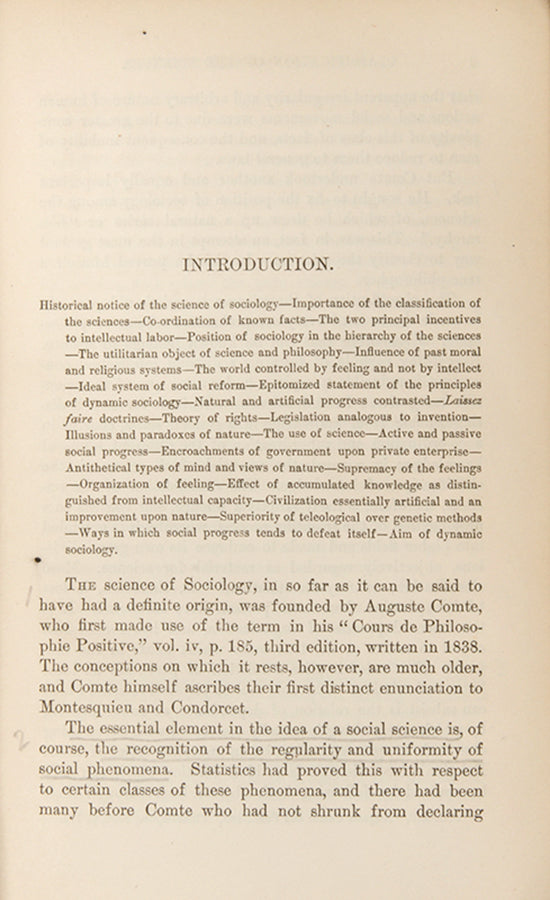 The first edition of Lester Ward's Dynamic Sociology, his major work which helped establish sociology as a distinct field of study in the United States.