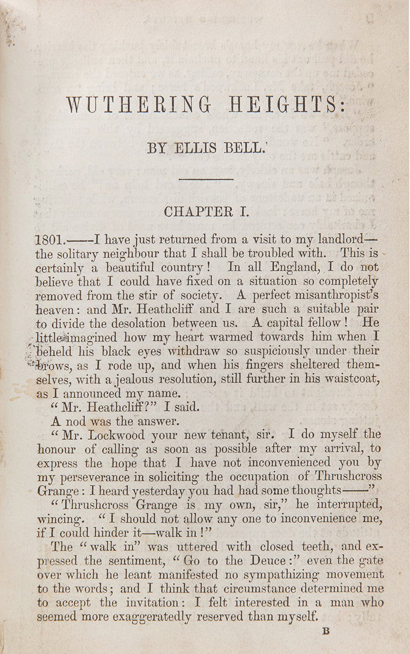 Second edition, first issue of Wuthering Heights and Agnes Grey by Emily and Anne Bronte, the first state of this edition can identified by '1850' on the title page
